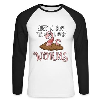 Salmon Lachs Salmondinen Fischen - Unisex Baseballshirt langarm - Weiß/Schwarz - Vorne - Nik (191cm)