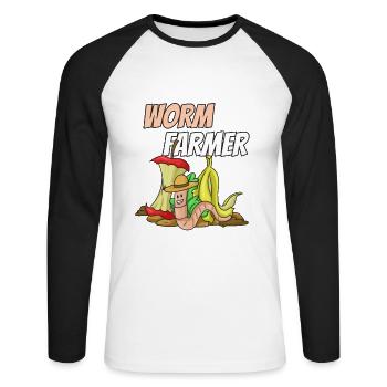 Salmon Lachs Salmondinen Fischen - Unisex Baseballshirt langarm - Weiß/Schwarz - Vorne - Nik (191cm)