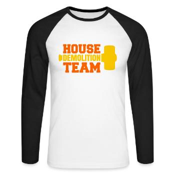 Haus Zerstörung Renovierung Geschenk - Unisex Baseballshirt langarm - Weiß/Schwarz - Vorne - Nik (191cm)