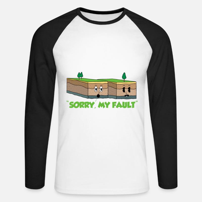 Erdbeben - Unisex Baseballshirt langarm - Weiß/Schwarz