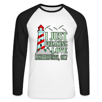 Lighthouse - Unisex Long Sleeve Baseball T-Shirt - white/black - Front - Nik (191cm)