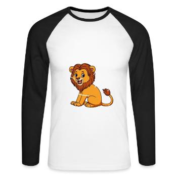 Anatomie d’un lion - T-shirt baseball manches longues Homme - blanc/noir - Devant - Nik (191cm)