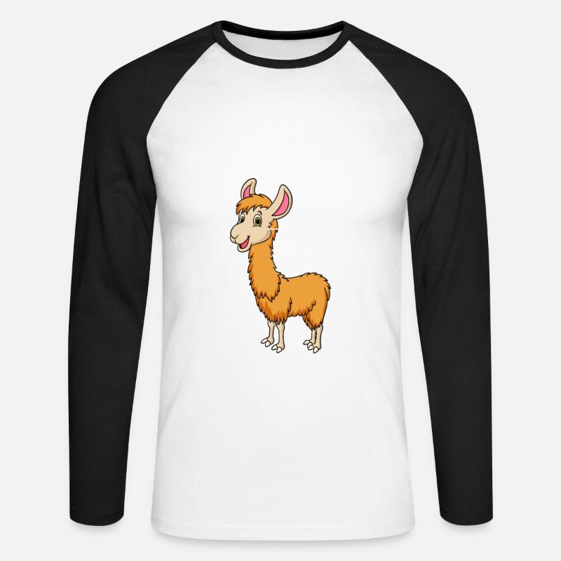 Anatomie eines Lamas - Unisex Baseballshirt langarm - Weiß/Schwarz