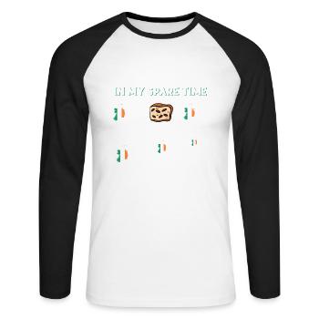 Things I do in my spare time Ireland - Unisex Long Sleeve Baseball T-Shirt - white/black - Front - Nik (191cm)