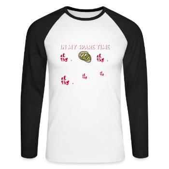 Ce que je fais pendant mon temps libre Danemark - T-shirt baseball manches longues Homme - blanc/noir - Devant - Nik (191cm)