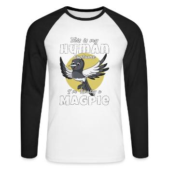 Dies ist mein menschliches Kostüm Im wirklich eine - Unisex Baseballshirt langarm - Weiß/Schwarz - Vorne - Nik (191cm)