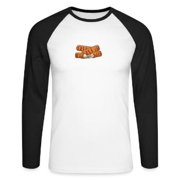 Mozzarella-Sticks Heartbeat - Unisex Baseballshirt langarm - Weiß/Schwarz - Vorne - Nik (191cm)