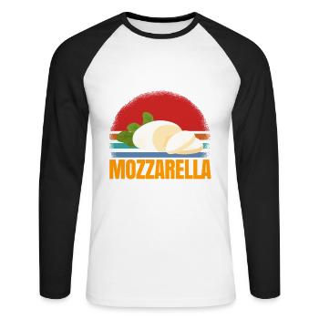 Ich interessiere mich nur für Mozzarella und viell - Unisex Baseballshirt langarm - Weiß/Schwarz - Vorne - Nik (191cm)