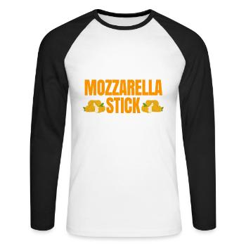 Powered by Mozzarells Sticks - Unisex Long Sleeve Baseball T-Shirt - white/black - Front - Nik (191cm)