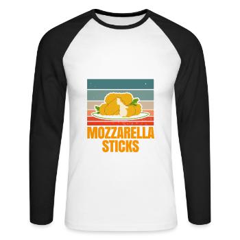 Nur ein Mädchen, das Mozzarella-Sticks liebt - Unisex Baseballshirt langarm - Weiß/Schwarz - Vorne - Nik (191cm)