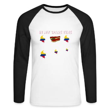 Kolumbien - Unisex Baseballshirt langarm - Weiß/Schwarz - Vorne - Nik (191cm)