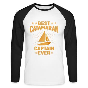 Catamaran - Unisex Long Sleeve Baseball T-Shirt - white/black - Front - Nik (191cm)