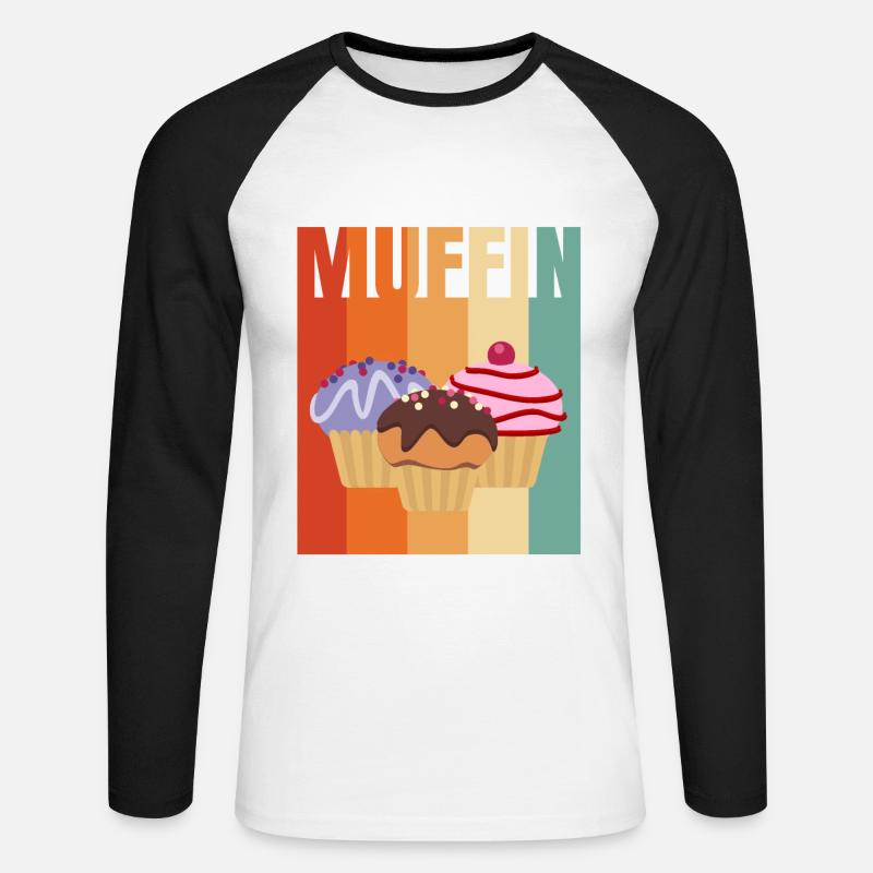 Muffin - Unisex Baseballshirt langarm - Weiß/Schwarz