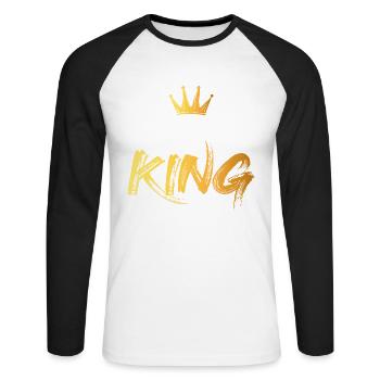 Pasta King - Unisex Long Sleeve Baseball T-Shirt - white/black - Front - Nik (191cm)