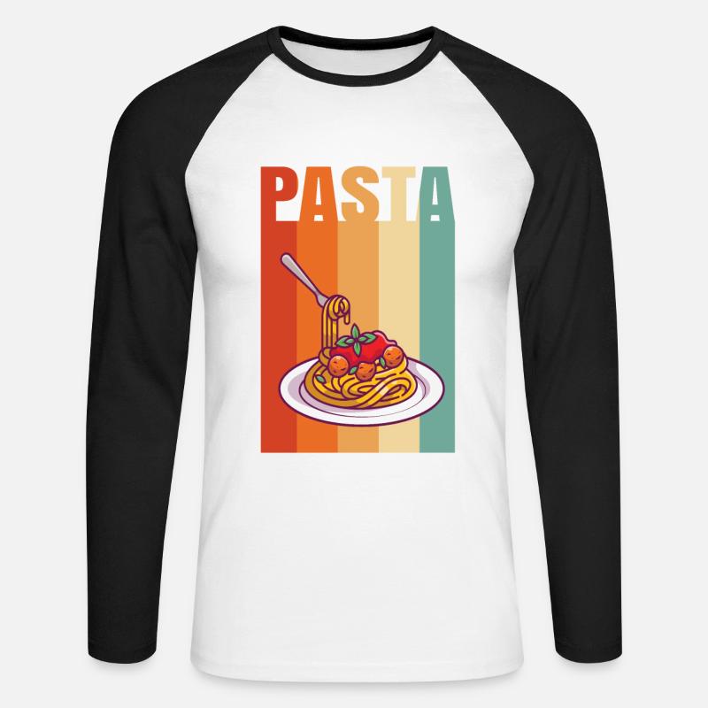 Retro Nudeln - Unisex Baseballshirt langarm - Weiß/Schwarz