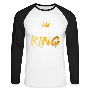 Salade King - T-shirt baseball manches longues Homme - blanc/noir - Devant - Nik (191cm)