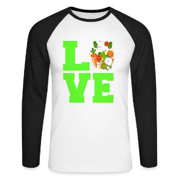 Salade d’amour - T-shirt baseball manches longues Homme - blanc/noir - Devant - Nik (191cm)