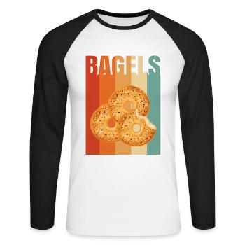 Bagel Bagels Geschenk - Unisex Baseballshirt langarm - Weiß/Schwarz - Vorne - Nik (191cm)