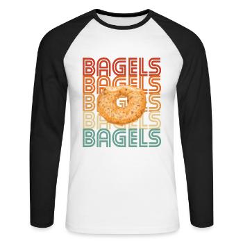 Bagel Bagels Geschenk - Unisex Baseballshirt langarm - Weiß/Schwarz - Vorne - Nik (191cm)
