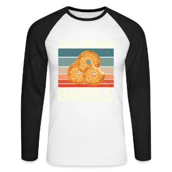 Bagel Bagels Geschenk - Unisex Baseballshirt langarm - Weiß/Schwarz - Vorne - Nik (191cm)