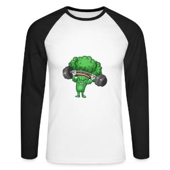 Broccoli Pumps Fitness Gift - Unisex Long Sleeve Baseball T-Shirt - white/black - Front - Nik (191cm)