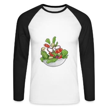 Salat - Unisex Baseballshirt langarm - Weiß/Schwarz - Vorne - Nik (191cm)