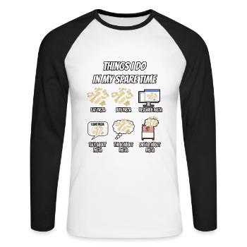 Pasta Pasta Italie Cadeau - T-shirt baseball manches longues Homme - blanc/noir - Devant - Nik (191cm)