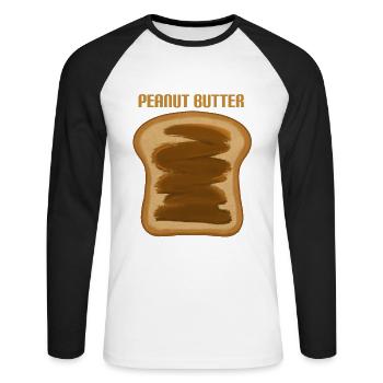 Erdnussbutter Peanut Butter - Unisex Baseballshirt langarm - Weiß/Schwarz - Vorne - Nik (191cm)