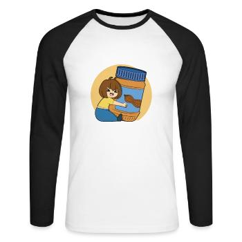 Erdnussbutter Peanut Butter - Unisex Long Sleeve Baseball T-Shirt - white/black - Front - Nik (191cm)