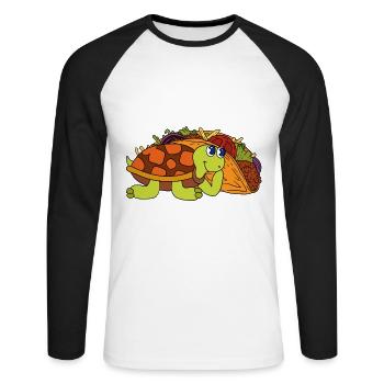 Cadeau amusant de tortue - T-shirt baseball manches longues Homme - blanc/noir - Devant - Nik (191cm)