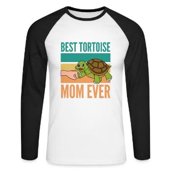 Meilleur moma tortue de tous les temps - T-shirt baseball manches longues Homme - blanc/noir - Devant - Nik (191cm)