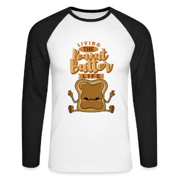 Life with peanut butter - Unisex Long Sleeve Baseball T-Shirt - white/black - Front - Nik (191cm)