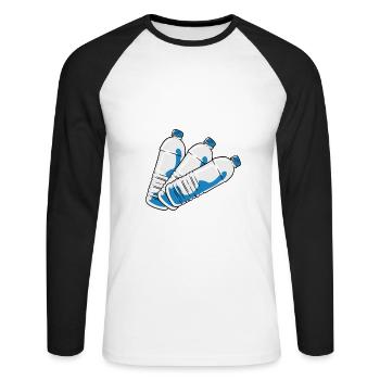 Water Bottle Flipping Flaschendrehen - Unisex Baseballshirt langarm - Weiß/Schwarz - Vorne - Nik (191cm)