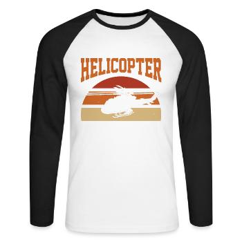 Helicopter Pilot Gift - Unisex Long Sleeve Baseball T-Shirt - white/black - Front - Nik (191cm)