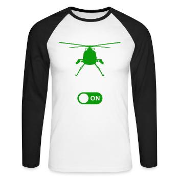 Helicopter Mode On - Unisex Long Sleeve Baseball T-Shirt - white/black - Front - Nik (191cm)