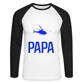 Helicopter Papa - Unisex Long Sleeve Baseball T-Shirt - white/black - Front - Nik (191cm)