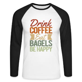 Bagel Gift Funny - Unisex Long Sleeve Baseball T-Shirt - white/black - Front - Nik (191cm)