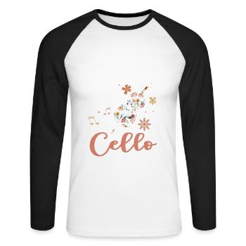 Violoncelle Drôle Cadeau Alto - T-shirt baseball manches longues Homme - blanc/noir - Devant - Nik (191cm)