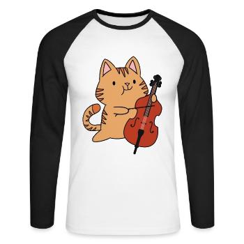 Violoncelle Drôle Cadeau Alto - T-shirt baseball manches longues Homme - blanc/noir - Devant - Nik (191cm)