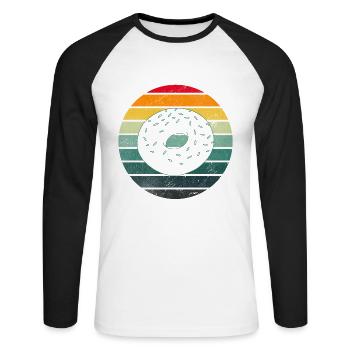 Bagel Gift Funny - Unisex Long Sleeve Baseball T-Shirt - white/black - Front - Nik (191cm)