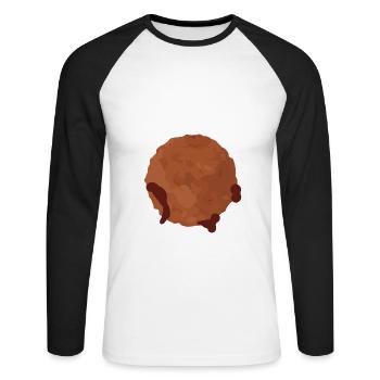 Spaghetti aux boulettes de viande drôle de cadeau italien - T-shirt baseball manches longues Homme - blanc/noir - Devant - Nik (191cm)