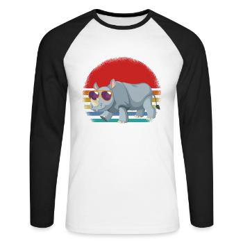 Nashorn Sonnenbrille - Unisex Baseballshirt langarm - Weiß/Schwarz - Vorne - Nik (191cm)