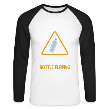 Water Bottel Flipping Gift Bottle - T-shirt baseball manches longues Homme - blanc/noir - Devant - Nik (191cm)