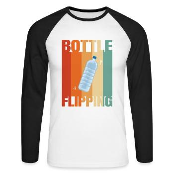 Water Bottel Flipping Gift Bottle - T-shirt baseball manches longues Homme - blanc/noir - Devant - Nik (191cm)