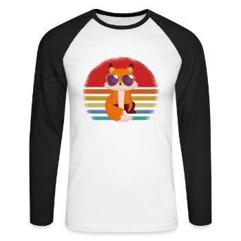 Lunettes de soleil Fox - T-shirt baseball manches longues Homme - blanc/noir - Devant - Nik (191cm)