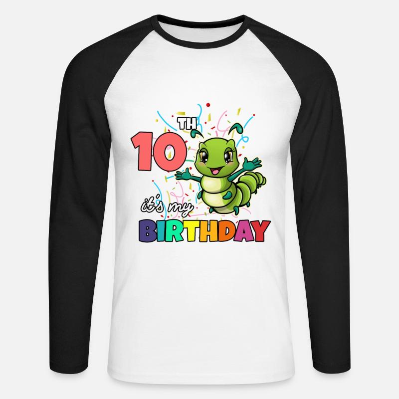 Raupe - Unisex Baseballshirt langarm - Weiß/Schwarz