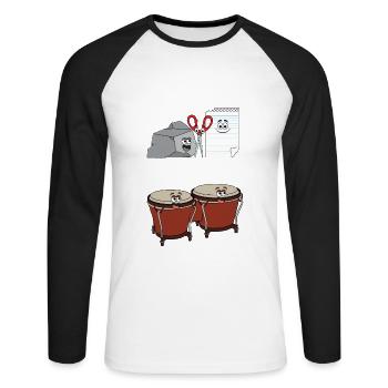 Bongo Drums Trommel - Unisex Baseballshirt langarm - Weiß/Schwarz - Vorne - Nik (191cm)