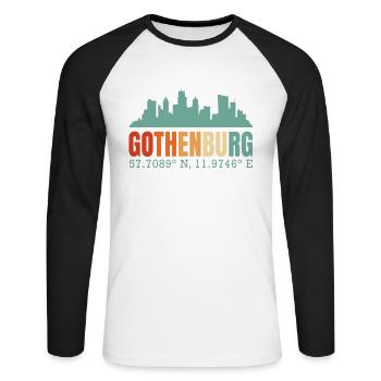 Göteborg Suède Skyline - T-shirt baseball manches longues Homme - blanc/noir - Devant - Nik (191cm)