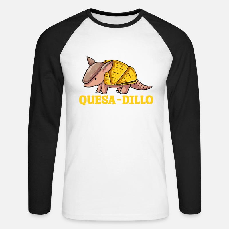 Quesa Dillo Gürteltier Geschenk - Unisex Baseballshirt langarm - Weiß/Schwarz