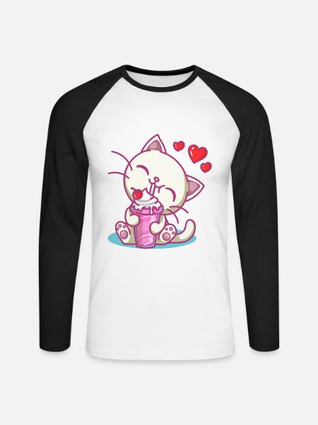 Milchshake Milchdrink Milch Geschenk - Unisex Baseballshirt langarm - Weiß/Schwarz